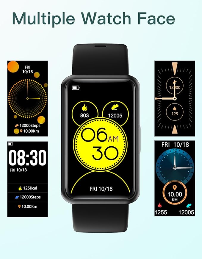 HUAKUA Fitness Tracker No Bluetooth No APP No Phone Needed, Fitness Watch for Men Women Parents IP68 Waterproof with Full Touch Screen Steps Calories Counter Sleep Tracker Alarm Clocks (Black)