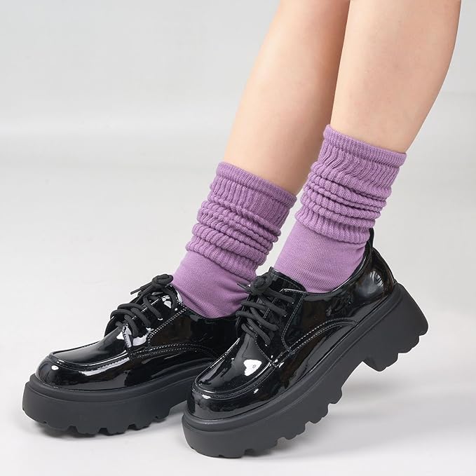 Grip Pilates Socks for Women, Yoga Slouch Socks with Grip for Barre Workout Hospital Long Scrunch Slipper Socks