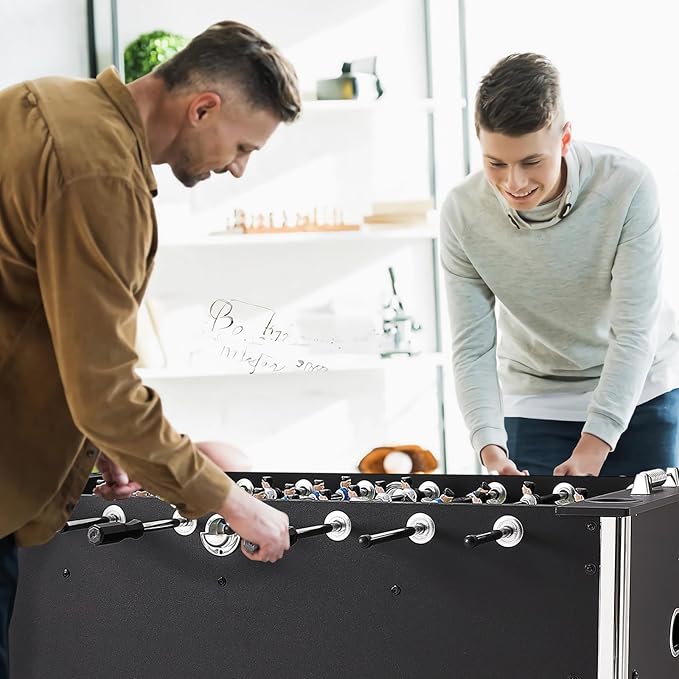 VEVOR Foosball Table, 55 inch Standard Size Foosball Table, Indoor Full Size Foosball Table for Home, Family, and Game Room, Soccer with Foosball Table Set, Includes 4 Balls and 4 Cup Holders, black