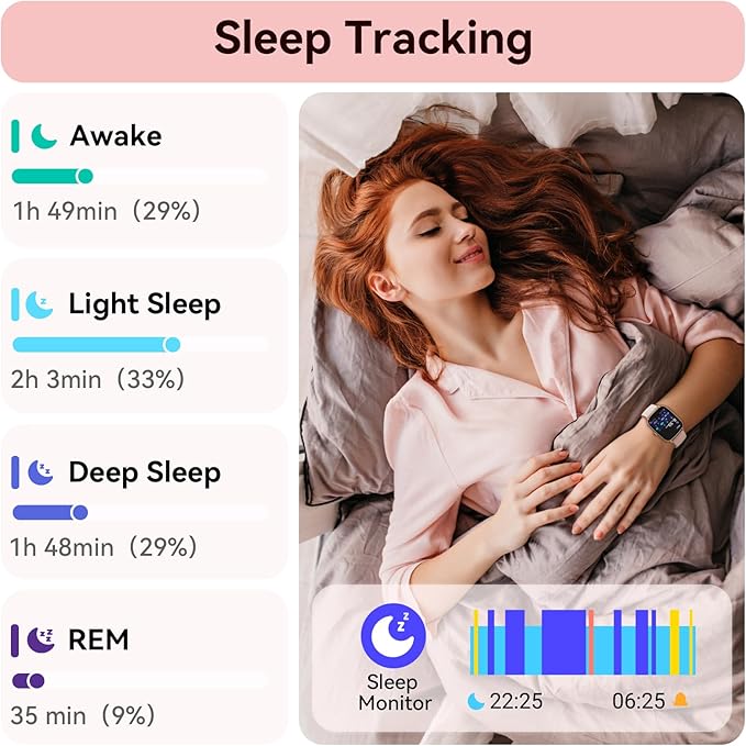 Tensky Smart Watch for Women/Men Android & iPhone, 1.85" Touch Screen Fitness Tracker with Answer/Make Call, IP68 Waterproof Heart Rate/SpO2/Sleep Monitor, Pedometer, 100+ Sport Modes (2 Bands)