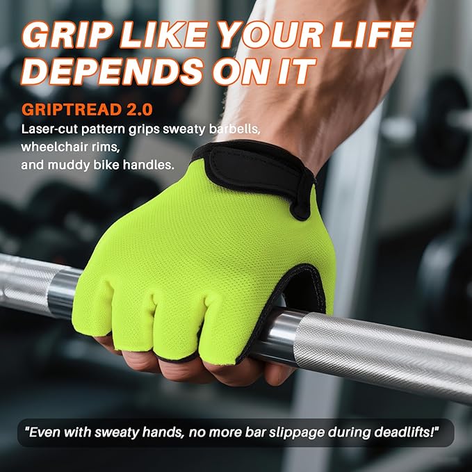 Double-Layer Deerskin Palm Gym Gloves: Anti-Slip Workout Gloves for Men & Women | Weight Lifting, Cycling, Rowing | Breathable 3D Padded Design