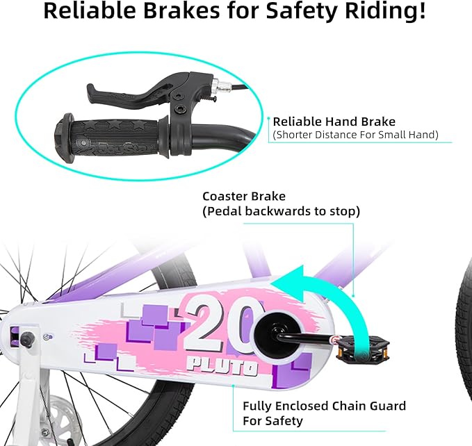 JOYSTAR Pluto 12 14 16 18 20 Inch Kids Bike with Light Up Training Wheels, Kids' Bicycle for Boys Girls Age 3-12 Years, Children Bikes, Multiple Colors