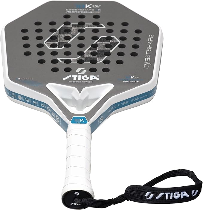 Stiga Padel Racket 18K LW Cybershape, Lightweight Carbon Fiber Padel Blade for Intermediate Table Tennis Play for Adults & Youth