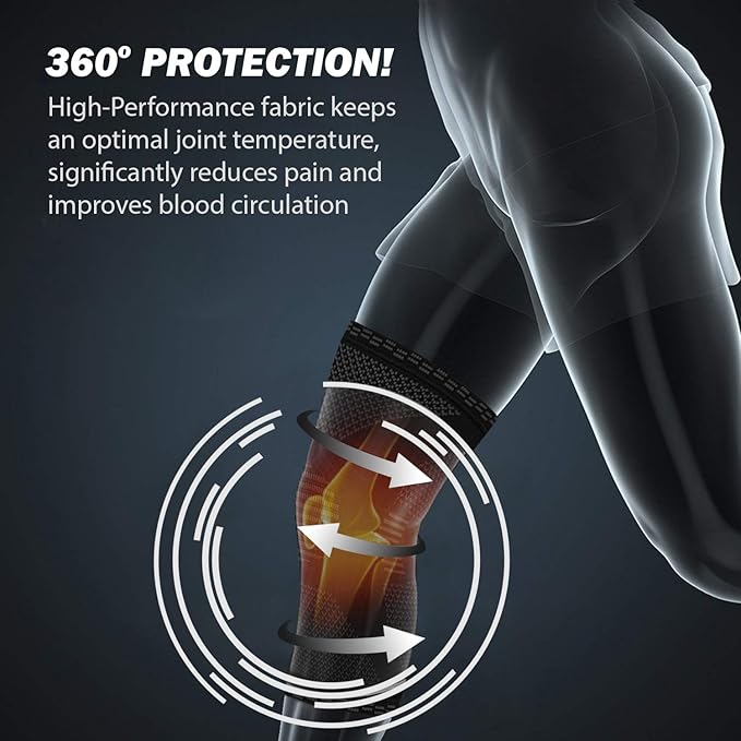 POWERLIX Leg Sleeve - Best Knee Brace for Leg Pain for Men & Women Knee Support for Running, Basketball, Volleyball, Weightlifting, Gym, Workout, Sports (Black, Small)