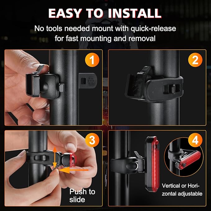 Ascher USB Rechargeable LED Bike Tail Lights 2 Pack, Bright Bicycle Cycling Rear Light, 4 Light Mode Options Safety Bike Light for Adults Kids Men Women Road Mountain(2 USB Cables Included)