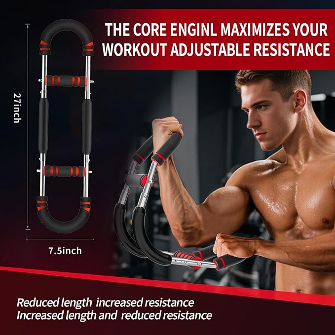 Twister Arm Trainer,Adjustable 66-110lbs Chest Workout Equipment for Men & Women,Ergonomic Home Gym Strength Trainer with Anti-Slip Handles & Carry Bag