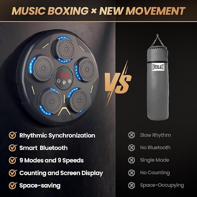 Music Boxing Machine, Smart Bluetooth Boxing Equipment, 9 Modes & 9 Speeds, Boxing Punching Bag with Gloves