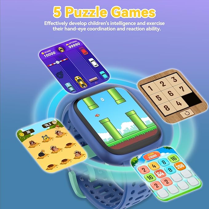 Fitness Tracker for Kids No APP No Phone Needed, Compatible with Apple Find My, 1.83" Smart Watch, Heart Rate, Sleep Monitor, IP68 Waterproof, Step Counter, Puzzle Games for Girls Boys Teens 5-16