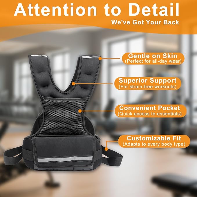Weighted Vest Men & Women, 5lb/10 lb Adjustable Weighted Vest with Reflective Stripe, for Workout, Strength Training, Running, Fitness, Muscle Building, Weight Loss,Weightlifting
