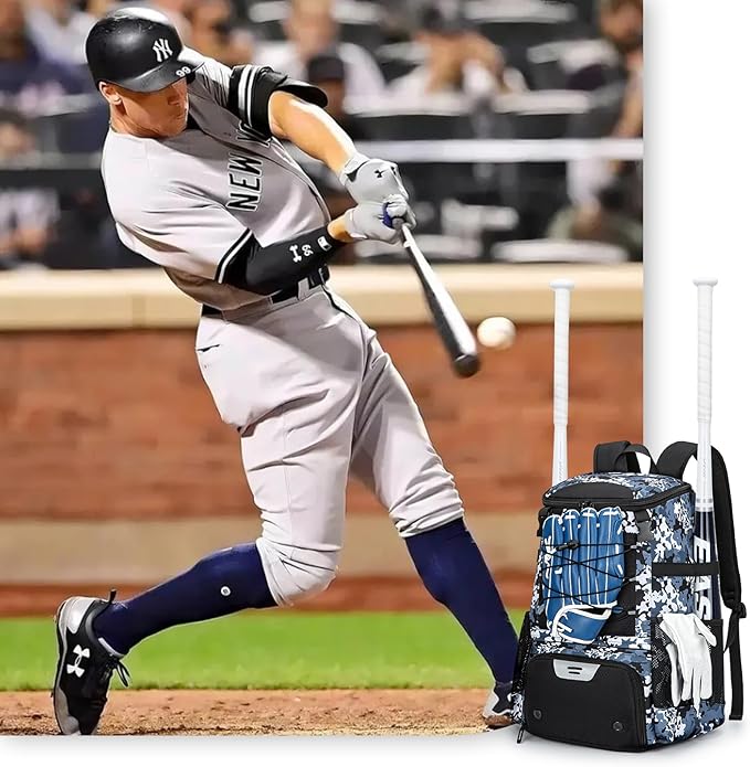 Baseball Bag for Youth and Adult, Softball Backpack 40L Large Capacity, Bat Backpack with Shoes Compartment and Hidden Helmet Holder
