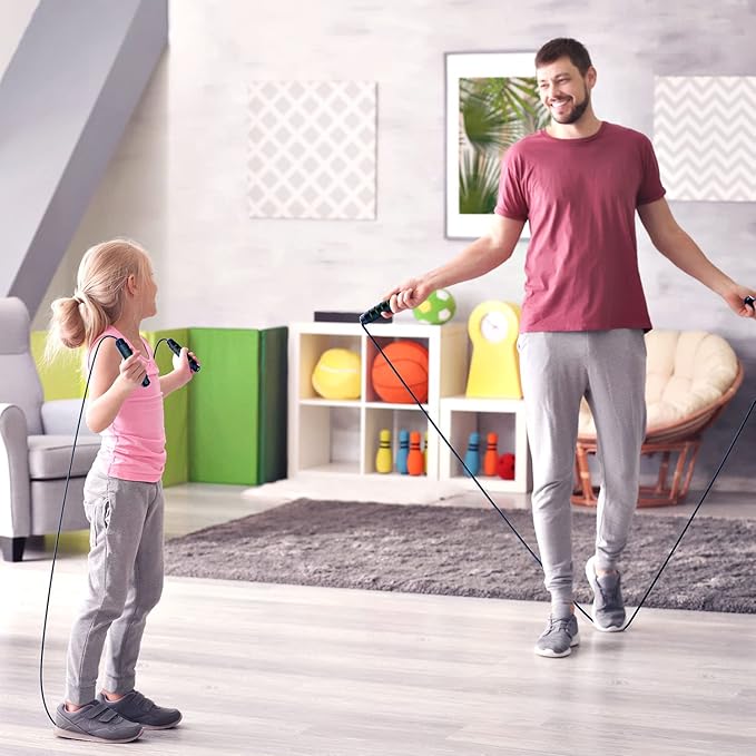 Jump Rope, Tangle-Free Rapid Speed Jumping Rope Cable with Ball Bearings for Women, Men, and Kids, Adjustable Steel Jump Rope with Foam Handles for Home Gym Exercise Fitness Workout Equipment & Slim Body