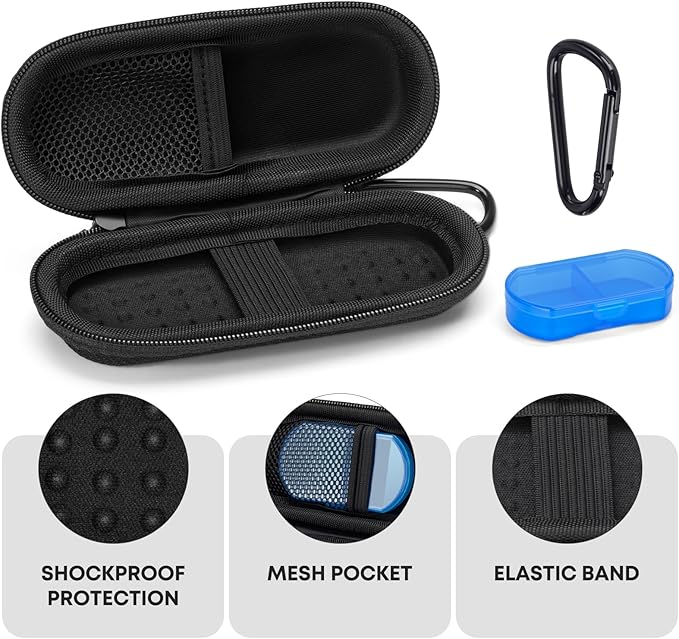 Case for KardiaMobile 1L 6L Personal EKG Monitor, Hard Travel Carrying Case for AliveCor Kardia Heart Monitor EKG/ECG, Portable Heart Rate Monitor Bag Storage Organizer with Pill Box & Carabiner Clip