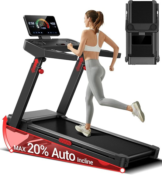 UMAY Fitness Treadmill with Incline, Foldable Compact Treadmills for Home with Pulse Sensors, Max 300/400 LBS Capacity, 3.0/3.5HP Quiet Brushless, Max 8.7 MPH