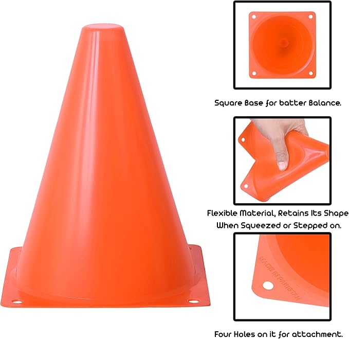Cones for Sports Training, 7 Inches Tall & Visible, Durable and Easy to Handle Sports Cones, Ideal for All Kinds of Training Cones Activities and Field Practice Sport