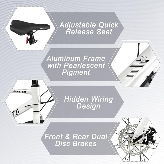 AVASTA Jupiter 700C Road Adult Step-Over Hybrid Cycling Bike Bicycle, Aluminum Frame, 21-Speed, Dual Disc Brakes, Multpile Colors for Men Woman Male Female