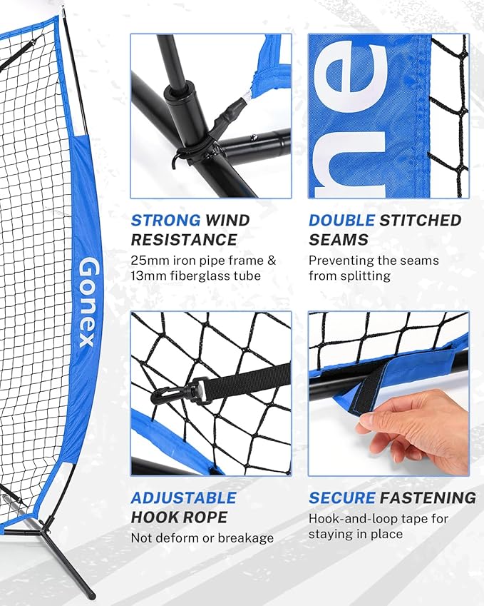 Gonex 7' x 7' Baseball Softball Practice Net Set with Batting Tee for Hitting and Pitching Batting, Practice Training Aid, with Strike Zone, Large Mouth, Bow Frame, Carrying Bag