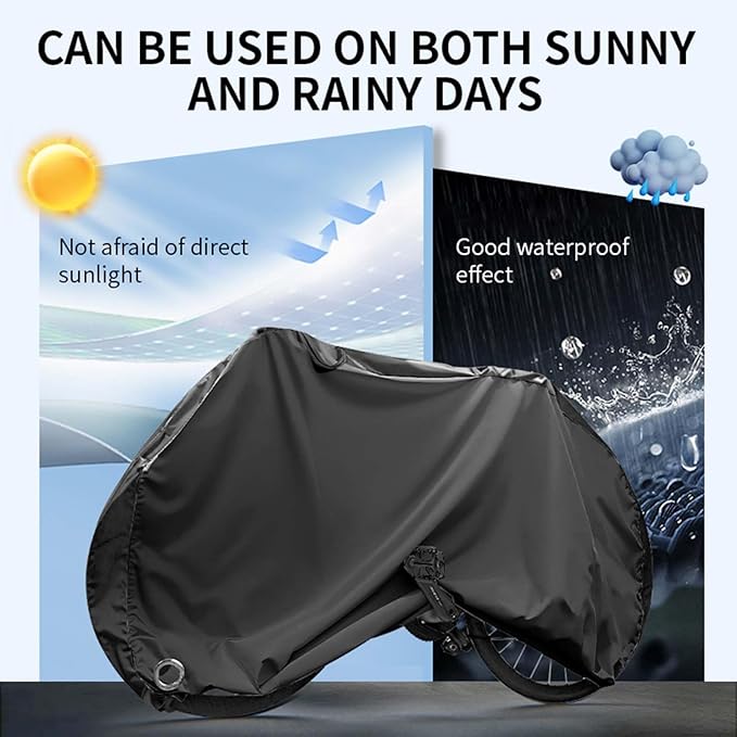 Bike Cover Waterproof Outdoor 420D Heavy Duty Ripstop XL Fits 1 or 2 Bikes with Lock Holes and Buckles Wind and Snowproof for All Season Use on Mountain Road Electric Bicycles