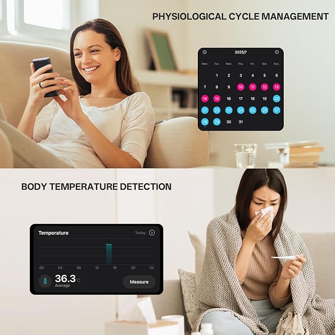 Smart Ring with Vibration Alerts, health tracker ring with Body Temperature Monitor, Heart Rate, Sleep & Fitness Tracking, Waterproof Activity Ring for Men & Women, No App Fees (Silver, 10#)