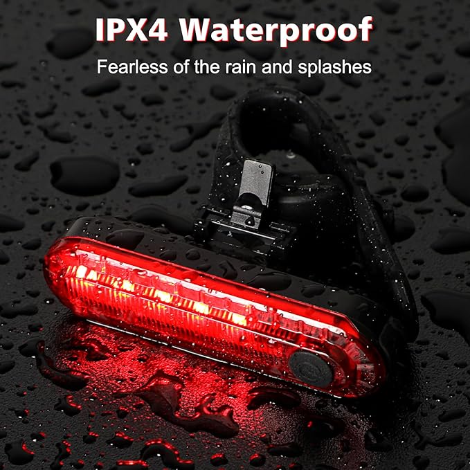 Ascher USB Rechargeable LED Bike Tail Lights 2 Pack, Bright Bicycle Cycling Rear Light, 4 Light Mode Options Safety Bike Light for Adults Kids Men Women Road Mountain(2 USB Cables Included)