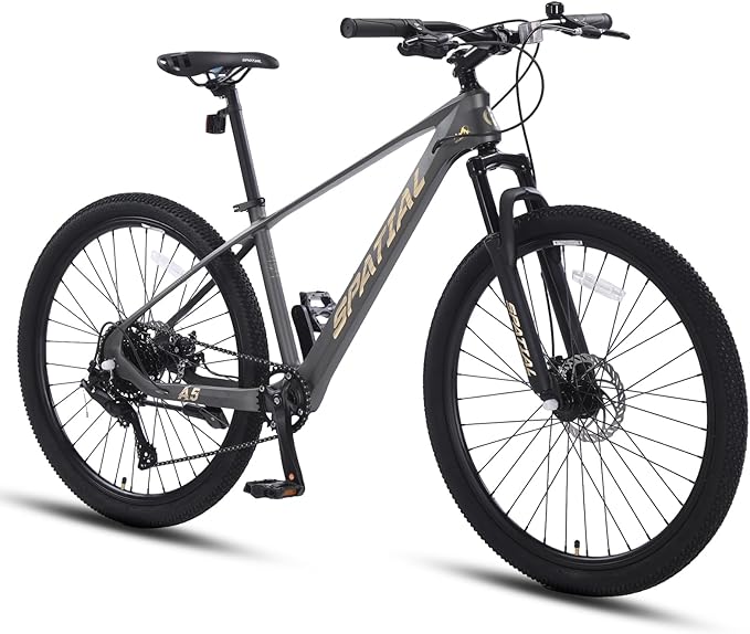 SPATIAL Mountain Bike, 24/26/27.5/29 inch Outdoor Cycling Bike,21/8 Speed Lightweight Aluminum Frame | Dual Disc Brakes,Adjustable Ergonomic Seat for Men Women Adult,MTB Bicycle