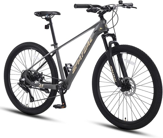 SPATIAL Mountain Bike, 24/26/27.5/29 inch Outdoor Cycling Bike,21/8 Speed Lightweight Aluminum Frame | Dual Disc Brakes,Adjustable Ergonomic Seat for Men Women Adult,MTB Bicycle