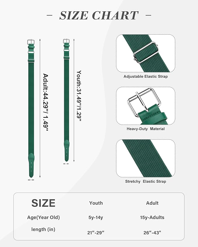 Stelle Baseball/Softball/Fastpitch Belt Girls Sports Elastic Adjustable Boys Uniform Belts Youth and Adult Sizes