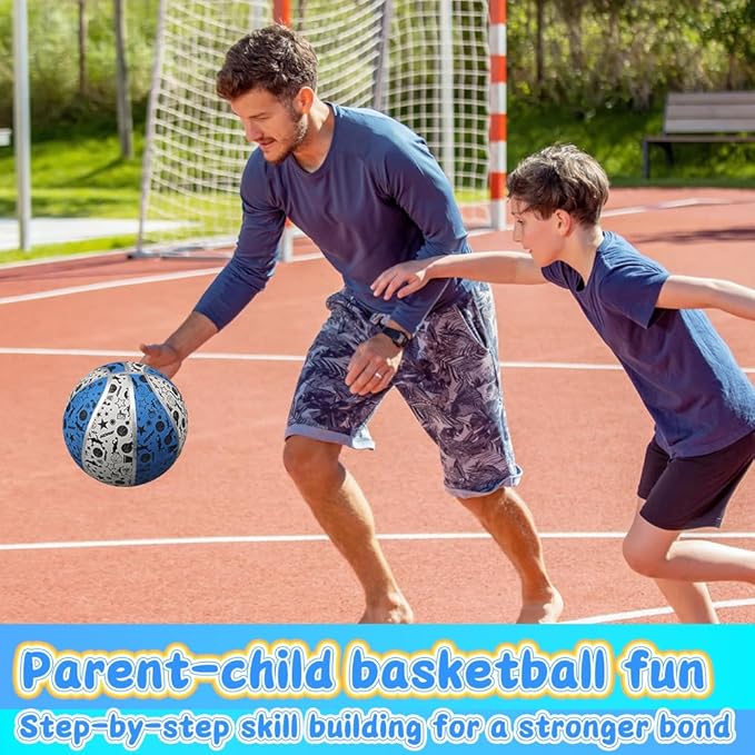 Dilabnba 9" Large Basketball Toy for Kids Adults, Mini Basketball for Outdoor Hoops, Anti-Slip Textured Grip, Pool Ball for Swimming Pool Hoops, Beach Balls Sand Toy for Indoor Yard (Size 6 Blue)