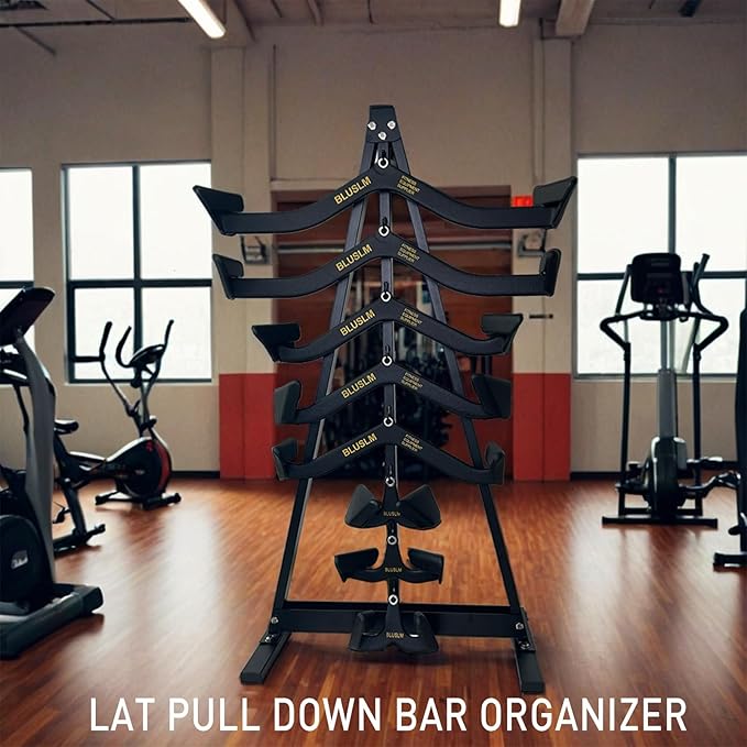 Lat Pull Down Bar Gym Accessory Rack, Lat Pulldown Attachments Cable Attachment Storage Rack for Mag Grip - Home Gym Fitness Heavy Duty A-Frame Stand