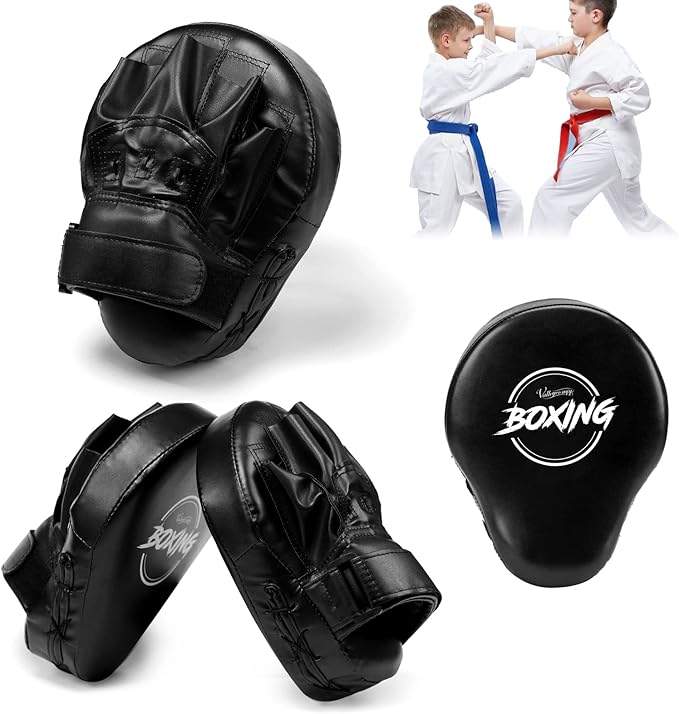 Valleycomfy Boxing Curved Focus Punching Mitts- Leatherette Training Hand Pads