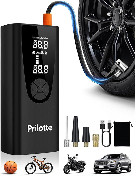 Tire Inflator Portable Air Compressor-180PSI&20000mAh Car Tire Air Pump Portable-Cordless Electric 3X Fast Inflation, Tire Inflator with Gauge, LED, for Bike, Motorcycle, Ball