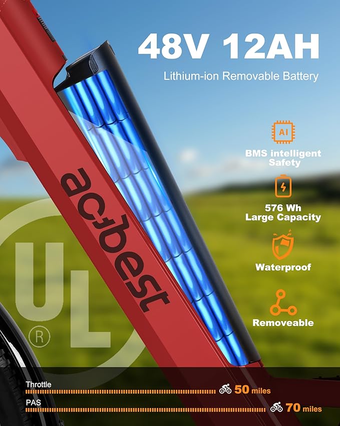 Cores Electric Bike for Adults, 26" Electric Commuter Bike with 1200W Peak Motor, 28MPH 70 Miles Max, 48V 576Wh Removable Battery, 7-Speed City Cruiser Mountain E Bike for Commuting