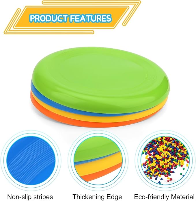 Jumbo 8" Flying Disc Sport Trainning Disc Toy, Beach Toy Outdoor Accessories for Backyard Lawn Park, Birthday Gift Set for Kids Boys Girls, Throwing and Catching Activities (8 Pack)