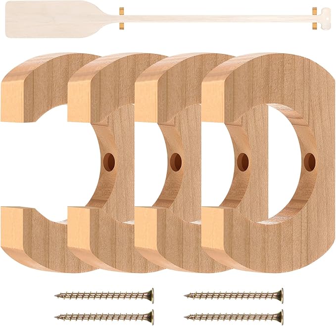 Kayak Paddle Holder, Kayak Oar Holder to Keeper Hanging Oar for Wall Decor, Paddle Storage Rack, Wooden Board Accessories for Sup Canoe Dragon Boat Paddles