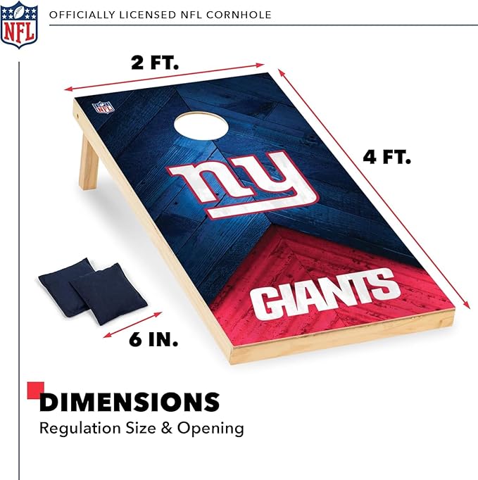 Wild Sports NFL Football 2' x 4' Regulation Size Solid Wood Cornhole Set with Direct Print HD Team Graphics Great Gift for Any Football Fan! Bean Bag Toss Family Outdoor Game