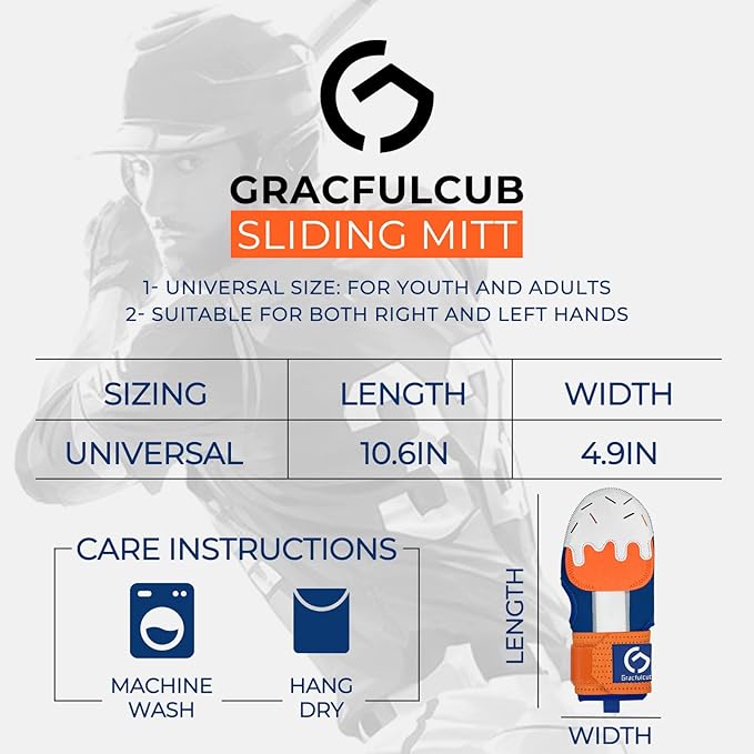 Gracfulcub Baseball Sliding Mitt, Baseball Glove Softball Guard, Ergonomic Design Protecting Fingers for Basic Base Running