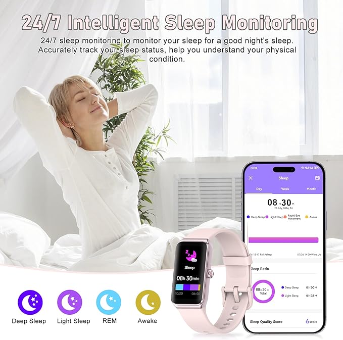 Fitness Tracker with Step Counter/Calories/Stopwatch, Activity Tracker, Health Tracker with Heart Rate Monitor, Sleep Tracker,1.47 Touch Color Screen, Pedometer Watch for Women Men