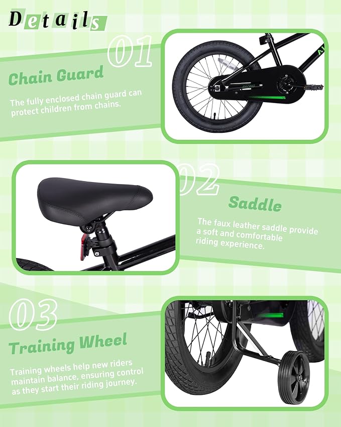 BMX Style Kids Bike for 2-8 Years Old Boys Girls Toddlers 12 14 16 Inches Bicycle with Training Wheels Coaster Brake, Multiple Color