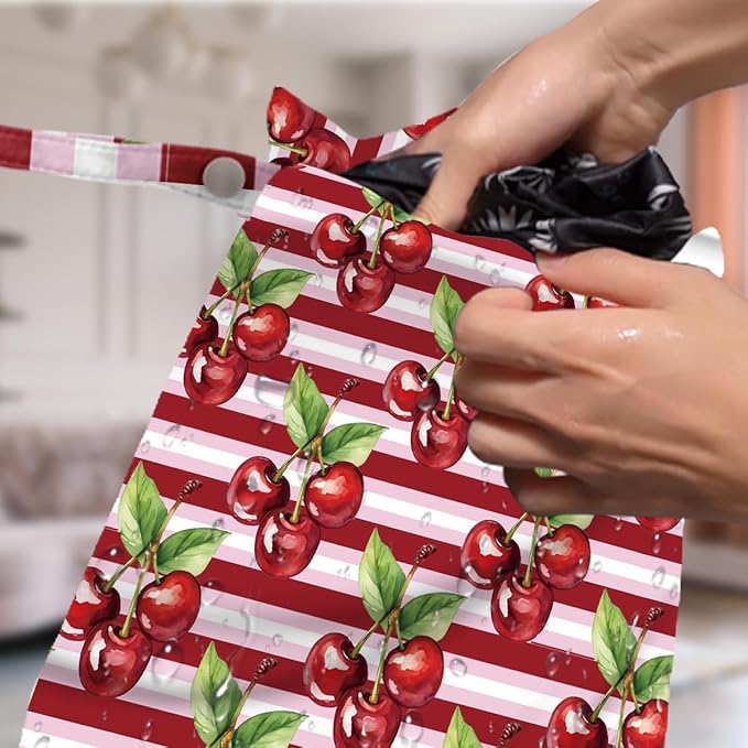 4 Pack Cute Stripes Checkered Cherry Wet Bag Waterproof Washable Reusable Wet Dry Bag for Swimsuit C Dirty Clothes Cloth Diaper Travel Beach Pool Yoga Gym Toiletries Travel Beach Essentials