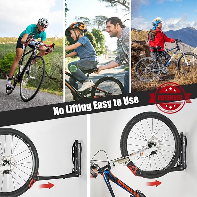Ultrawall BIKEPAL Swivel Bike Racks - No Lift Wall-Mounted Bike Storage Solution for Home & Garage
