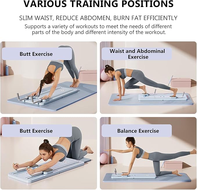 Pilates Board, Pilates Reformer Set, Multi-Purpose Foldable Pilates Reformer Board for Home, 5 in1 Pilates Sliding Board, Pilates Equipment
