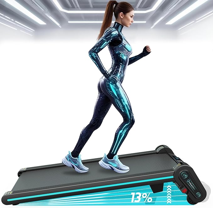 Treadmill with Auto Incline Walking Pad Underdesk for Home Office Potable Compact Running Machine Jogging Caminadora para Casa Up to 13% 6 Levels with Remote Control Indoor Fitness Black