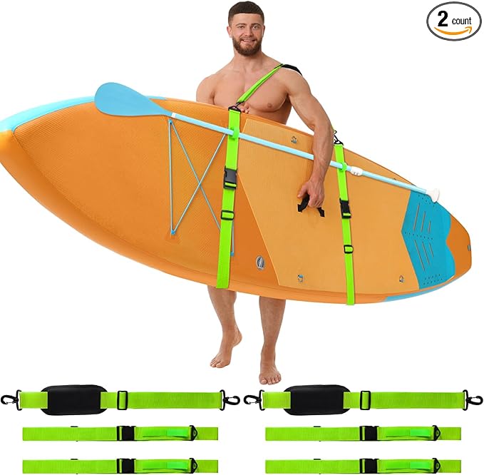 Sanwuta 2 Pack Adjustable Sup Kayak Paddle Board Accessories Surfboard Shoulder Carry Straps for Women and Men
