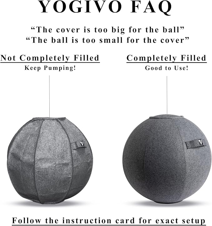 Sitting Ball Chair for Home Office Desk - Exercise and Stability Ball for Fitness, Pilates, and Ergonomic Balance - Includes Cover and Pump