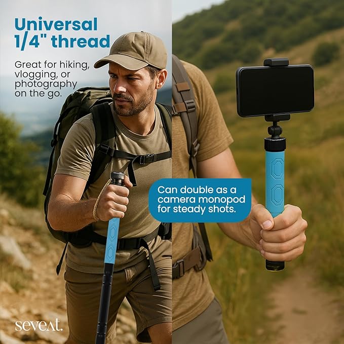 Multifunctional Tactical Hiking Stick – Lightweight Collapsible Trekking Pole with Survival Tools, Walking Staff for Camping, Hiking, Self-Defense, Outdoor Gear with Bag for Men, Dad, Husband (Black)