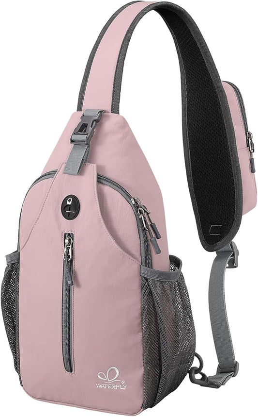 WATERFLY Crossbody Sling Backpack Sling Bag Travel Hiking Chest Bag Daypack