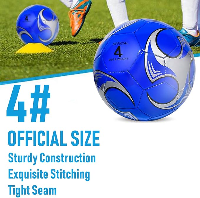 6 Pack Size 5/4/3 Soccer Balls for Training & Matches – Official Size & Weight, Includes Carry Net, Needles, Air Pump – Ideal for Youth and Adult Players