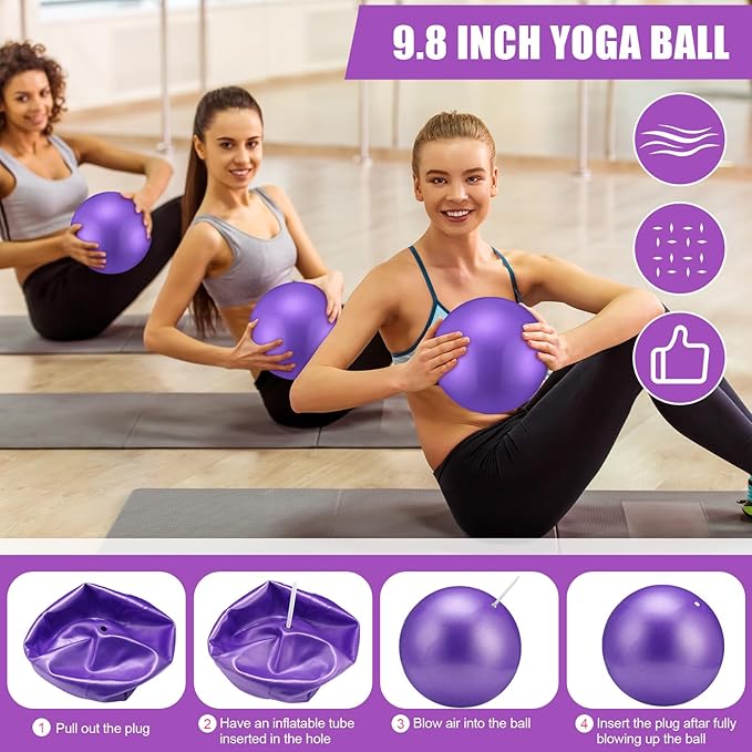 10 Pcs Pilates Ring Set for Women Home Yoga Equipment Accessories Pilates Ring Circle and Ball Workouts Gift Include Ball Yoga Circle Resistance Bands Block Straps Gym Bag