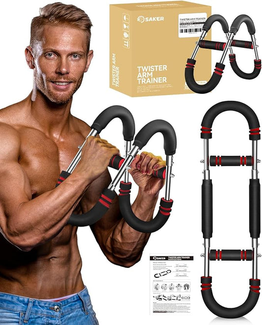 Saker Twister Arm Trainer, PowerTwist Arm Trainer, Adjustable Forearm Strengthener, Arm Exercise Equipment, Chest Workout Equipment, Portable Spring Resistance for Home Gym Equipment