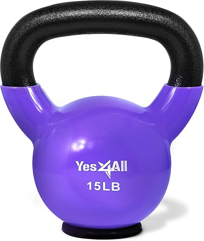 Yes4All Kettlebells Rubber Base, Kettlebell Set for Women, Strength Training Kettlebells Weights (10-65 lbs)