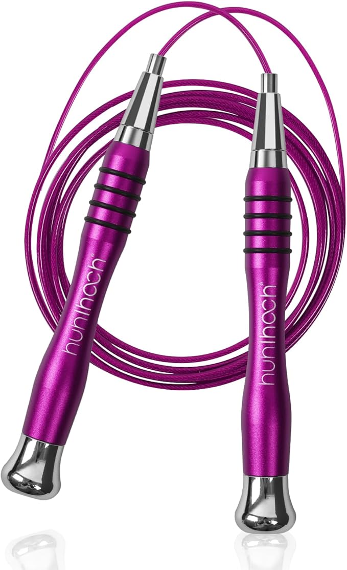 High Speed Jump Rope - Self-Locking No-Screw Design, Weighted Jump Rope, 360° Fast Rotation, Silicone Textured Design, Non-Slip, Includes 2 Speed Ropes Cables for Optimal Fitness Training & More - CrossFit Jump Rope.